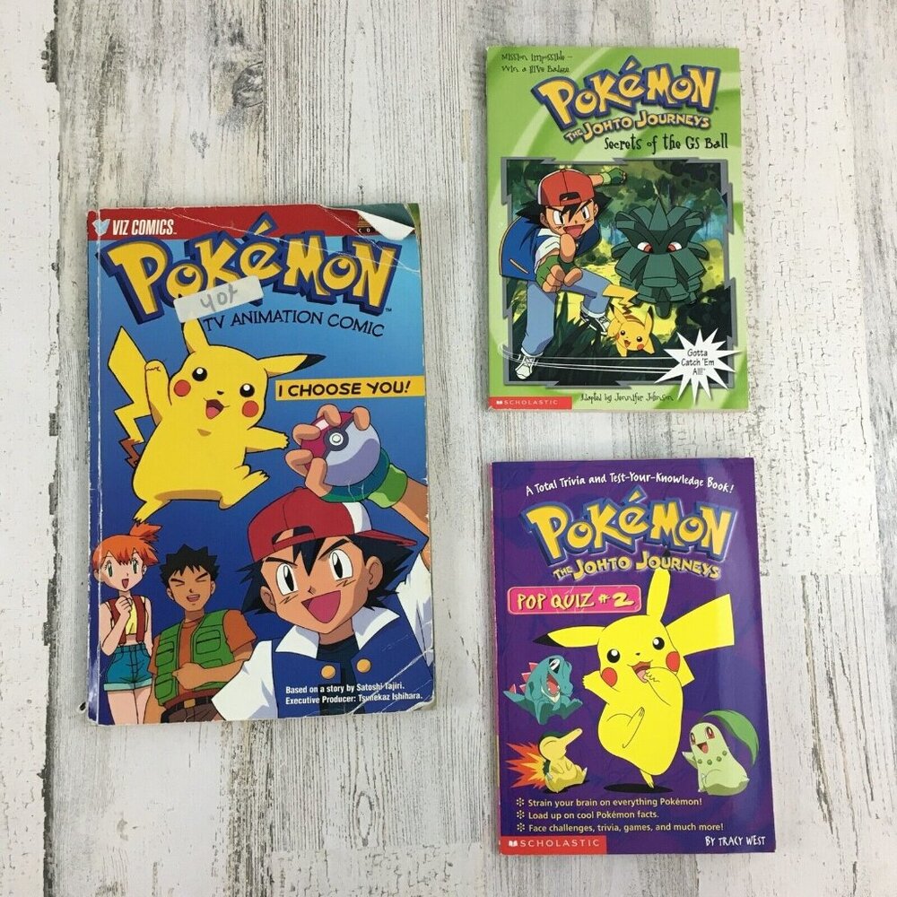 Lot 3 Pokemon Books Johto Journeys Pop Quiz GS Ball Nintendo Power Comic